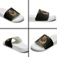 Taharqa Slide Sandals with Black Pharaoh Portrait, 25th Dynasty of Egypt Text and Nubian-Inspired - African Pride