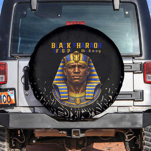 Taharqa Spare Tire Cover with Black Pharaoh Portrait, 25th Dynasty of Egypt Text and Nubian-Inspired - African Pride
