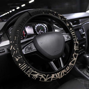 Taharqa Steering Wheel Cover with Black Pharaoh Portrait, 25th Dynasty of Egypt Text and Nubian-Inspired - African Pride