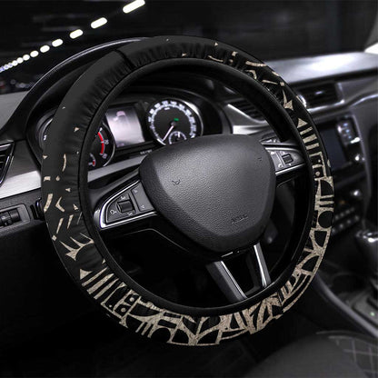 Taharqa Steering Wheel Cover with Black Pharaoh Portrait, 25th Dynasty of Egypt Text and Nubian-Inspired - African Pride