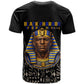 Taharqa T shirt with Black Pharaoh Portrait, 25th Dynasty of Egypt Text and Nubian-Inspired - African Pride