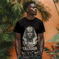 Taharqa T shirt with Black Pharaoh Portrait, 25th Dynasty of Egypt Text and Nubian-Inspired - African Pride
