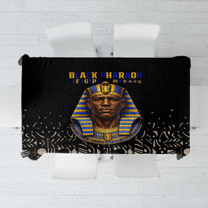 Taharqa Tablecloth with Black Pharaoh Portrait, 25th Dynasty of Egypt Text and Nubian-Inspired - African Pride