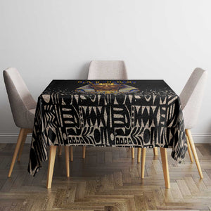 Taharqa Tablecloth with Black Pharaoh Portrait, 25th Dynasty of Egypt Text and Nubian-Inspired - African Pride