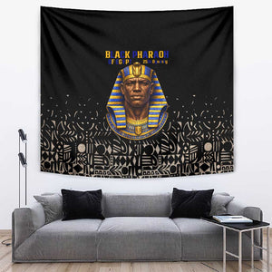 Taharqa Tapestry with Black Pharaoh Portrait, 25th Dynasty of Egypt Text and Nubian-Inspired - African Pride