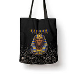 Taharqa Tote Bag with Black Pharaoh Portrait, 25th Dynasty of Egypt Text and Nubian-Inspired - African Pride