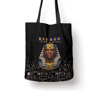 Taharqa Tote Bag with Black Pharaoh Portrait, 25th Dynasty of Egypt Text and Nubian-Inspired - African Pride
