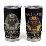 Taharqa Tumbler Cup with Black Pharaoh Portrait, 25th Dynasty of Egypt Text and Nubian-Inspired - African Pride
