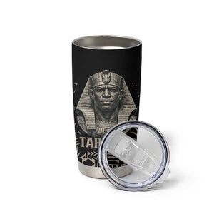 Taharqa Tumbler Cup with Black Pharaoh Portrait, 25th Dynasty of Egypt Text and Nubian-Inspired - African Pride