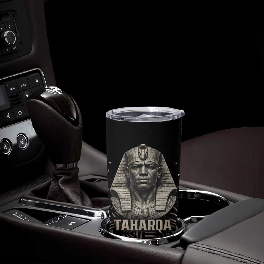Taharqa Tumbler Cup with Black Pharaoh Portrait, 25th Dynasty of Egypt Text and Nubian-Inspired - African Pride