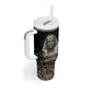 Taharqa Tumbler With Handle with Black Pharaoh Portrait, 25th Dynasty of Egypt Text and Nubian-Inspired - African Pride