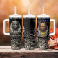 Taharqa Tumbler With Handle with Black Pharaoh Portrait, 25th Dynasty of Egypt Text and Nubian-Inspired - African Pride