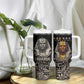 Taharqa Tumbler With Handle with Black Pharaoh Portrait, 25th Dynasty of Egypt Text and Nubian-Inspired - African Pride
