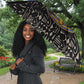 Taharqa Umbrella with Black Pharaoh Portrait, 25th Dynasty of Egypt Text and Nubian-Inspired - African Pride
