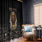 Taharqa Window Curtain with Black Pharaoh Portrait, 25th Dynasty of Egypt Text and Nubian-Inspired - African Pride