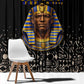 Taharqa Window Curtain with Black Pharaoh Portrait, 25th Dynasty of Egypt Text and Nubian-Inspired - African Pride