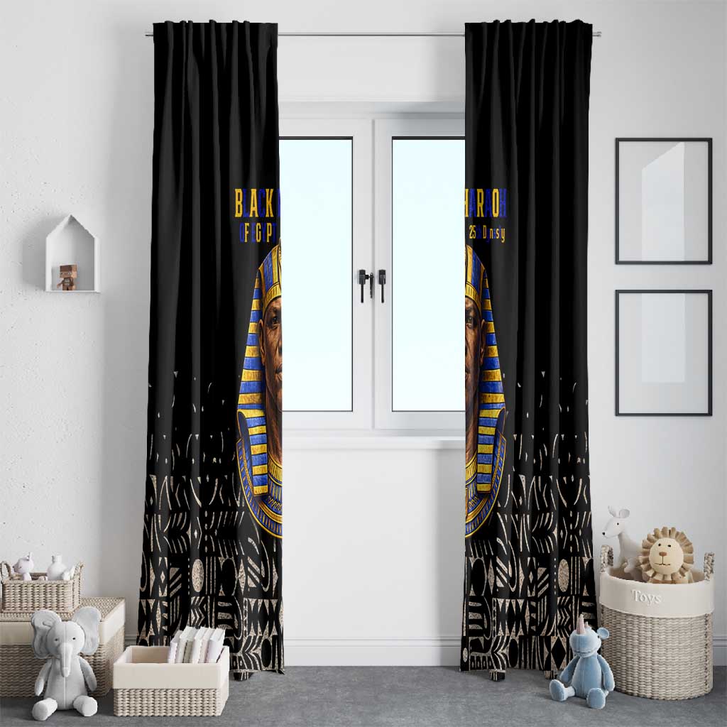 Taharqa Window Curtain with Black Pharaoh Portrait, 25th Dynasty of Egypt Text and Nubian-Inspired - African Pride