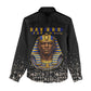 Taharqa Women Casual Shirt with Black Pharaoh Portrait, 25th Dynasty of Egypt Text and Nubian-Inspired - African Pride