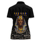 Taharqa Women Polo Shirt with Black Pharaoh Portrait, 25th Dynasty of Egypt Text and Nubian-Inspired - African Pride