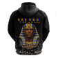 Taharqa Zip Hoodie with Black Pharaoh Portrait, 25th Dynasty of Egypt Text and Nubian-Inspired - African Pride