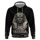 Taharqa Zip Hoodie with Black Pharaoh Portrait, 25th Dynasty of Egypt Text and Nubian-Inspired - African Pride