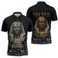 Taharqa Zipper Polo Shirt with Black Pharaoh Portrait, 25th Dynasty of Egypt Text and Nubian-Inspired - African Pride