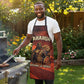 Taharqa Apron with Warrior Portrait, Lion of Kush Title and Bold Red Defender of Africa - African Pride
