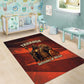 Taharqa Area Rug with Warrior Portrait, Lion of Kush Title and Bold Red Defender of Africa - African Pride
