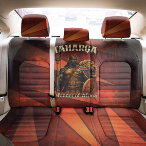 Taharqa Back Car Seat Cover with Warrior Portrait, Lion of Kush Title and Bold Red Defender of Africa - African Pride