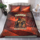 Taharqa Bedding Set with Warrior Portrait, Lion of Kush Title and Bold Red Defender of Africa - African Pride