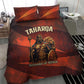 Taharqa Bedding Set with Warrior Portrait, Lion of Kush Title and Bold Red Defender of Africa - African Pride