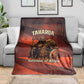 Taharqa Blanket with Warrior Portrait, Lion of Kush Title and Bold Red Defender of Africa - African Pride