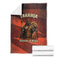 Taharqa Blanket with Warrior Portrait, Lion of Kush Title and Bold Red Defender of Africa - African Pride