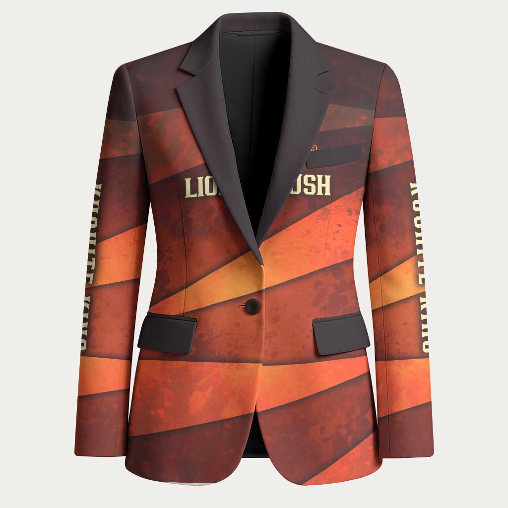 Taharqa Blazer with Warrior Portrait, Lion of Kush Title and Bold Red Defender of Africa - African Pride