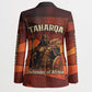 Taharqa Blazer with Warrior Portrait, Lion of Kush Title and Bold Red Defender of Africa - African Pride