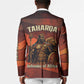 Taharqa Blazer with Warrior Portrait, Lion of Kush Title and Bold Red Defender of Africa - African Pride