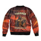 Taharqa Bomber Jacket with Warrior Portrait, Lion of Kush Title and Bold Red Defender of Africa - African Pride