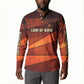 Taharqa Button Sweatshirt with Warrior Portrait, Lion of Kush Title and Bold Red Defender of Africa