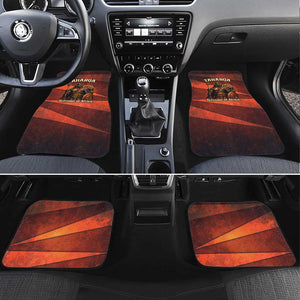 Taharqa Car Mats with Warrior Portrait, Lion of Kush Title and Bold Red Defender of Africa - African Pride