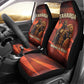 Taharqa Car Seat Cover with Warrior Portrait, Lion of Kush Title and Bold Red Defender of Africa - African Pride