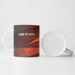Taharqa Ceramic Mug with Warrior Portrait, Lion of Kush Title and Bold Red Defender of Africa - African Pride