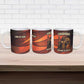 Taharqa Ceramic Mug with Warrior Portrait, Lion of Kush Title and Bold Red Defender of Africa - African Pride
