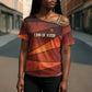 Taharqa Cross Shoulder Shirt with Warrior Portrait, Lion of Kush Title and Bold Red Defender of Africa - African Pride