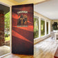 Taharqa Door Cover with Warrior Portrait, Lion of Kush Title and Bold Red Defender of Africa - African Pride