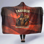 Taharqa Hooded Blanket with Warrior Portrait, Lion of Kush Title and Bold Red Defender of Africa - African Pride