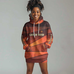 Taharqa Hoodie Dress with Warrior Portrait, Lion of Kush Title and Bold Red Defender of Africa - African Pride