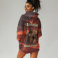 Taharqa Hoodie Dress with Warrior Portrait, Lion of Kush Title and Bold Red Defender of Africa - African Pride