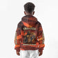 Taharqa Kid Hoodie with Warrior Portrait, Lion of Kush Title and Bold Red Defender of Africa - African Pride
