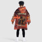Taharqa Kid Wearable Blanket Hoodie with Warrior Portrait, Lion of Kush Title and Bold Red Defender of Africa - African Pride