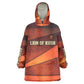 Taharqa Kid Wearable Blanket Hoodie with Warrior Portrait, Lion of Kush Title and Bold Red Defender of Africa - African Pride